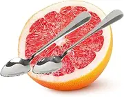 Rocky Mountain Goods GrapeFruit Spoons with Serrated Edge Set of 2 - Stainless Steel Easy Cut and Scoop Grapefruit Spoons - Polished Mirror Food Grade - Longer Spoon Handle - Dishwasher Safe