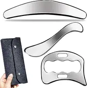 GYX COELE 3 in 1 Muscle Scraper Stainless Steel IASTM Set with Storage Case, Physical Therapy Massage Scraper, Gua Sha Muscle Treatment Tools
