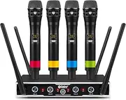 D Debra Wireless Microphone System Audio Pro DU4004 UHF 4 * 16 Adjustable Channel Wireless Cordless Handheld Dynamic Mics, Ideal for Meeting Church Speech Party (4 Handheld)