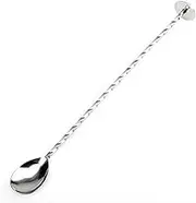 YUNAI Stainless Steel Bar Spoon with Muddler End, Twisted Cocktail Mixing Spoon Bar Drink Mixer Stirrer for Bartender Home Bar Restaurant Use, Silver, 10''/26cm, 2 in 1