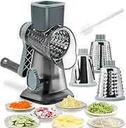 Roller Type Rotary Vegetable Shredder,Rotary Cheese Grater Slicer,Multi-Function Vegetable Slicer with Three Replaceable Stainless Steel Slicers