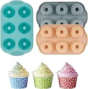 3Pcs Spiral Cake Mold,Silicone Cupcake Mold,Silicone Muffin Tray,Baking Cake Mould,Muffin Baking Tray,6 Cavity Fluted Tube Cake Pans for Baking Cupcakes Muffins