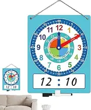 Writable Dry Erase Teaching Clock | Silent Telling The Time Teaching Clock with Pen | Children's Silent Analog Non-Ticking Educational Wall Clock for Preschool Kindergarten