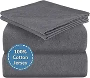 Mellanni Jersey Sheets Set - 4 Piece 100% Jersey Knit Cotton - Soft, Comfortable, All-Season Bedding - Deep Pocket T-Shirt Sheet Set (Queen, Dark Gray Heather)