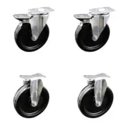 6 Inch Phenolic Swivel Top Plate Caster Set with 2 Brakes 2 Rigid Service Caster