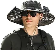 [Generic] Solar Fan Hat, Sombrero Con VentiladorSolar, Wide Brim SolarFan Outdoor Fishing Hat-Solar & USB Charging