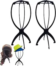 2 Pack Wig Stand for Wigs,Wig Holders, Wig Head Stands,Mask Stands,Portable Wig Head Stands Collapsible Wig Holders for All Wigs and Hats (13.8 inch)
