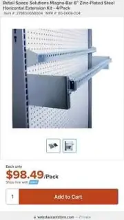 Magna-Bar 2" Zinc-Plated Steel Horizontal Extension Kit - 4/Pack New 80-0668-001