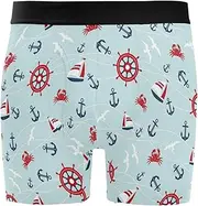 [ZZXXB] Sailboat Crab Mens Boxer Briefs Stretch Breathable Underwear Fly Front with Pouch S-XXL