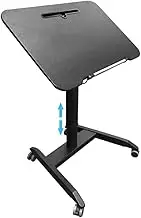 Laptop Desk with Tiltable Tabletop, Rolling Desk for Couch, Pneumatic Adjustable Standing Table, Foldable Office Computer Desk, Easy to Store(C)
