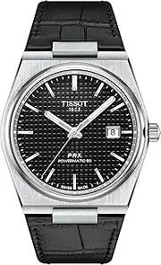 [Tissot] Mens PRX Powermatic 80 316L Stainless Steel case Automatic Watch, Black, Leather, 12 (T1374071605100), Black, Automatic Watch