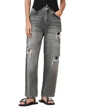 Allsaints Daisy High Rise Barrel Jeans in Washed Grey