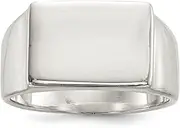[JewelryWeb] 925 Sterling Silver Polished Engravable Closed back 11x13mm Solid Back Signet Ring Jewelry Gifts for Women - Ring Size Options Range: L to P