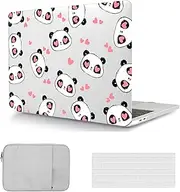 Hard Case Compatible with MacBook Pro 16 inch with Retina Display & Touch ID 2021/2023 Release A2485 A2780 A2991 M1 M2 M3, Color Printing Plastic Hard Shell Cover & Keyboard Cover & Bag, Cute Panda
