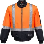 Huski K8131 High Visibility Waterproof Bomber Jacket Orange/Navy, Large