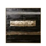 [James Lane] Archi Abstract Hand Painted Wall Art Black Gold - 90cm x 90cm