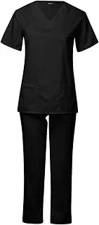 [yuksok] Unisex V Neck Scrubs Set Uniform - Women and Man Nursing Scrubs Set Top and Pants Workwear