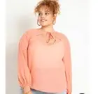 Neckline Detail Chiffon Blouse Plus Size 20