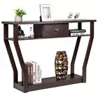 Giantex Console Table Entry Hallway Side Sofa Table 3-Tier Accent Table w/Drawer