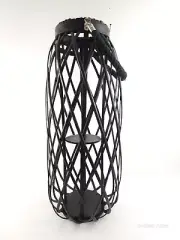 Simply Stunning 25" Tall Woven Lantern by Janine Graff Black Home Decor