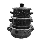 3x Enamelware Pasta Pot Set Multifunctional Saucepan for Home Picnic Bread