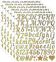 1 Inch Small Self Adhesive Vinyl Letter Number Symbol Stickers Kit,528 Pieces Alphabet Numbers Stickers for Mailbox, Water Bottle, Scrapbook, Notebook - Gold