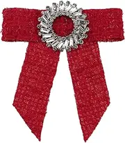 [Elerevyo] Women's Bowknot Bowtie for Unisex Accessories Graduate Bow Brooches Ribbon Bow Tie, Red, One Size
