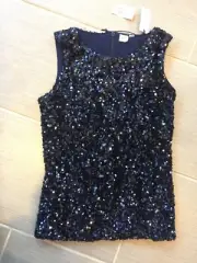 NEW W/tags GAP Womens Navy Sequin Top Tee Tank Holiday Festive Size XS 0