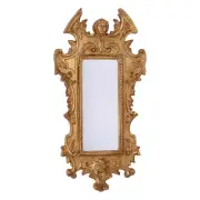 Ornate Vintage Hand Carved Gothic Wooden Wall Mirror 26" x 13"