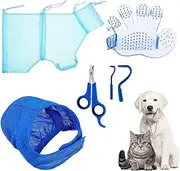 Cat Bag for Bath - Cat Restraint for Bathing - Grooming Pet Claw Care with Nail Clipper Trimmer Cleaning Supplies for Indoor & Kitten