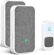 Wireless Doorbell, Remote Door Bell Ringer Wireless Long Range 1300FT with Fabric Finish, Coolqiya Portable Wireless Door Bells with 2pcs Plug-in Doorbell Chime and 1pcs Waterproof Ringer Button