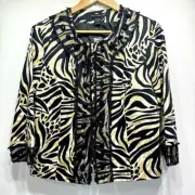 Zebra Striped St Tropez West Beaded Mesh Fringe Trim Jacket Mobwife Animal print