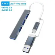 4-in-2 USB 3.0 2.0 Docking Station 5Gbps High Speed Type C Splitter OTG Adapter