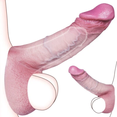 Penis Sheath Male Sleeve Girth Reusable Condoms Extender Enlarger Enhancer AU