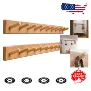 Versatile Bamboo Wall Coat Rack with 10 Hooks - Ideal for Entryway & Beyond