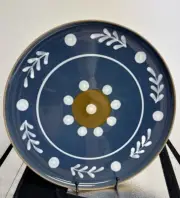 Mud Pie Oversize Blue Stoneware Dinner Plates Set of 4 NEW
