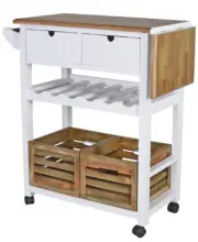 Kitchen Cart Country Style Sideboard Wine Rack Trolley Serving Shabby