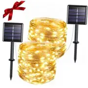 Solar String Lights for Outside, 2 Pack Total 66ft 200 33Ft*2packs Warm White