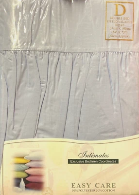 Double Bed Fitted Valance Sheet Light Sky Blue Polycotton 137cm x 190cm