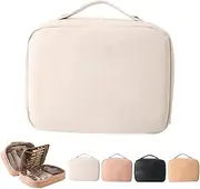 [Generic] Consulbefor Bag,Toiletry Cosmetics Bag Consulbefor,Multi-compartment Toiletry Cosmetics Bag, Waterproof PU Leather Cosmetic Bag with 180° Flat Open Design,Travel Makeup Bag (White)