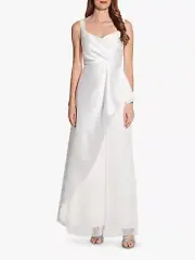 Adrianna Papell Mikado Long Dress White Gown 10 NWT
