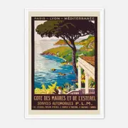 Galrie Côte des Maures et de l'Estérel Art Print - Vintage Mediterranean Travel Poster, White Frame, A1 60 x 84cm (23 x 33inch)