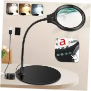 10X 20X Desk Magnifying Glass with Light and Stand, Large Magnifying Lamp with