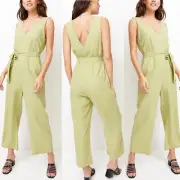 SPORTSGIRL Jumpsuit Soft Linen Pear 052578 Size 10 NWT
