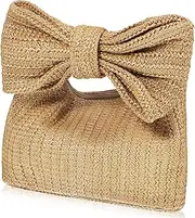 [TEMPNAP] Straw Handbag for Women Stylish Woven Clutch with Bow Design Lightweight Beach Bag for Daily Use and Travel Versatile Tote for Summer Outings Durable Straw Material
