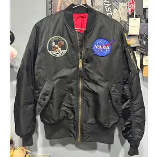 美國公司貨 ALPHA INDUSTRIES NASA APOLLO MA-1 USA 美版 刺繡 黑 防風 飛行夾克