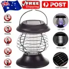 Solar Power LED Light Mosquito Insect Zapper Fly Bug Killer Lamp Garden Black