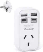 AU to EU Travel Adapter,Type E/F International Power Adapter with 4 USB(2USB C),