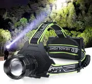LED Headlamp 100000 Lumens - USB Rechargeable, Lightweight & Comfortable Design