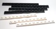 Lego - Lot of 7 - Black White, Plate 1 x 10, Plate 1 x 12